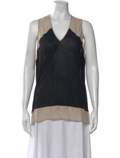 Pre-owned Helmut Lang Colorblock Pattern V-neck Top In Black