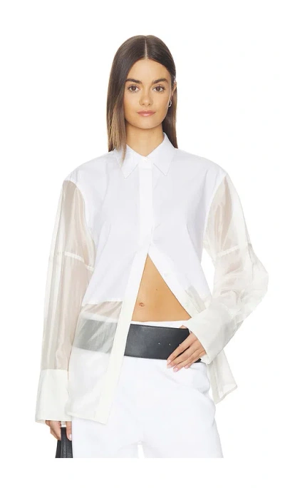 Helmut Lang Combo Long Sleeve Shirt In White