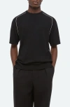 Helmut Lang Contrast Piping Wool T-shirt In Black