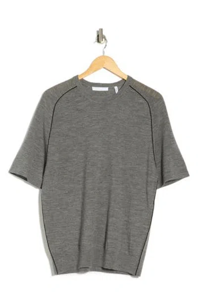 Helmut Lang Contrast Piping Wool T-shirt In Gray