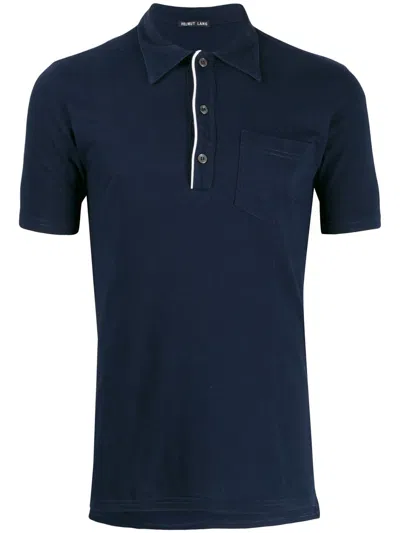 Pre-owned Helmut Lang Contrasting Placket Polo Shirt In Blue