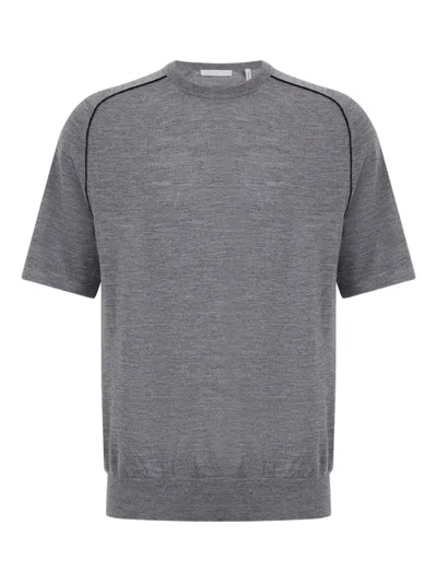 Helmut Lang Contrasting-trim T-shirt In Gray
