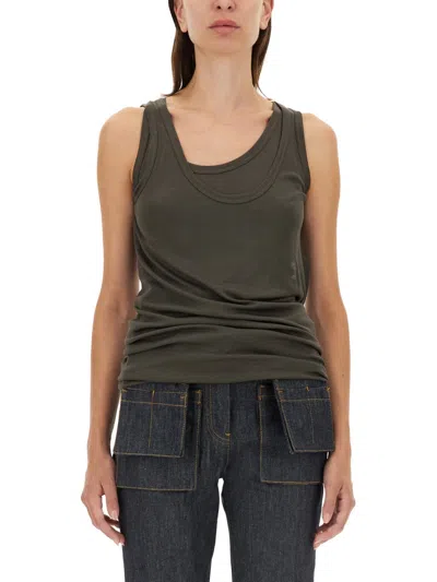 Helmut Lang Convertible Camisole Dress In Green