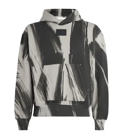 Helmut Lang Cotton Brushstroke Print Hoodie In Grey