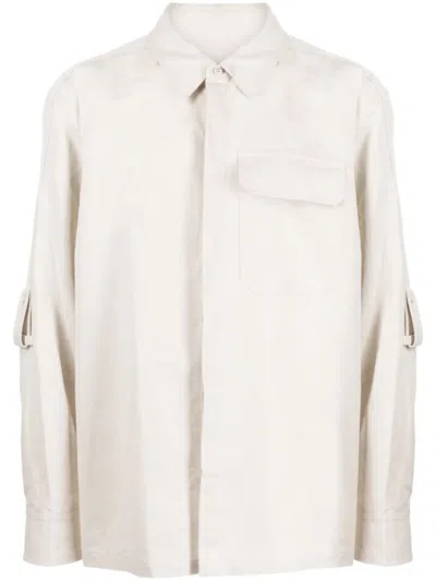 Helmut Lang Cotton-linen Twill Shirt In Neutrals
