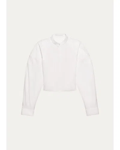 Helmut Lang Cotton Poplin Saddle Shirt In White