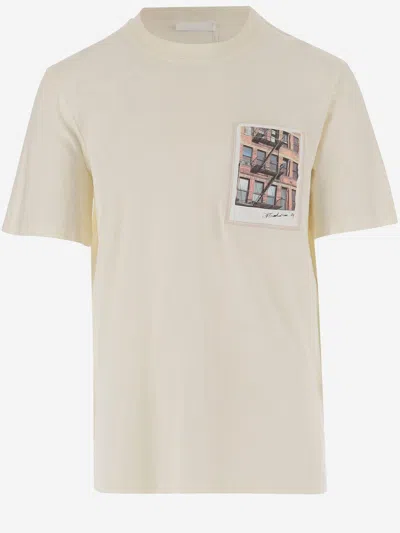 HELMUT LANG COTTON POSTCARD T-SHIRT WITH PRINT
