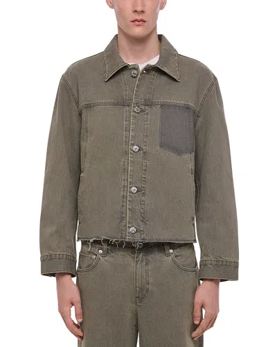 Helmut Lang Cotton Raw Hem Pocket Trucker Jacket In Neutral