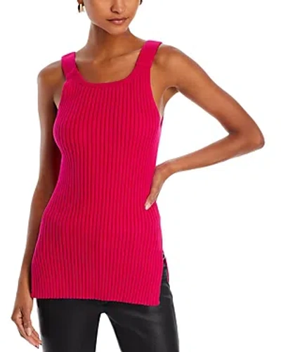 Helmut Lang Cotton Rib Knit Scoop Neck Tank In Red