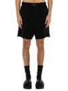Helmut Lang Cotton Shorts With Back Pockets And Elastic Waistband In Black