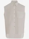Helmut Lang Sl Apex Tailsleeveless White Cotton Poplin Shirt In White