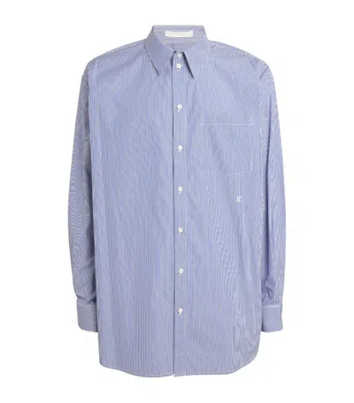 Helmut Lang Cotton Striped Shirt In Blue