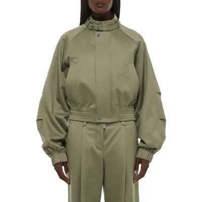 Helmut Lang Cotton Twill Bomber Jacket In Green