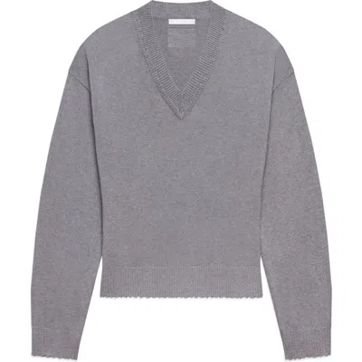 Helmut Lang Cotton V-neck Sweater In Gray
