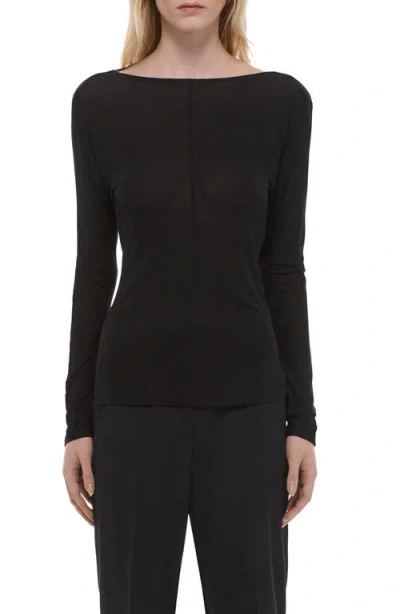 Helmut Lang Cowl Back Long Sleeve Top In Black