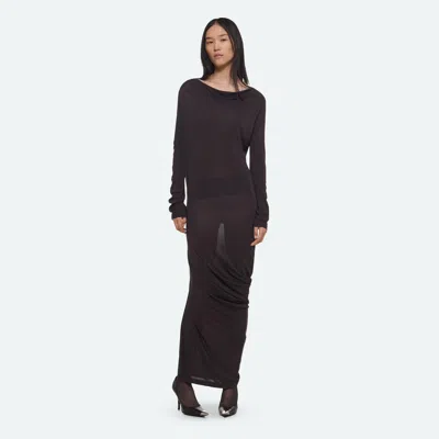 Helmut Lang Cowl Long-sleeve Dress In Brown