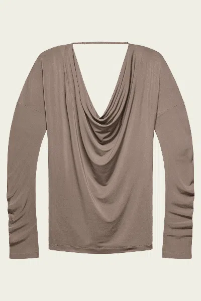 Helmut Lang Cowl Long-sleeve Top In Fallen Rock In Animal Print