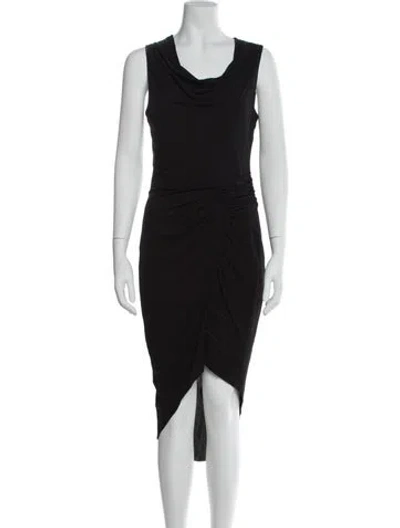 Pre-owned Helmut Lang Cowl Neck Knee-length Dress In Black