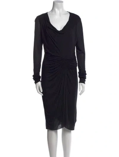 Pre-owned Helmut Lang Cowl Neck Knee-length Dress In Black