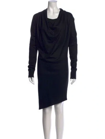 Pre-owned Helmut Lang Cowl Neck Knee-length Dress In Black