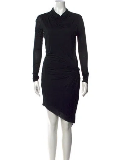 Pre-owned Helmut Lang Cowl Neck Knee-length Dress In Black