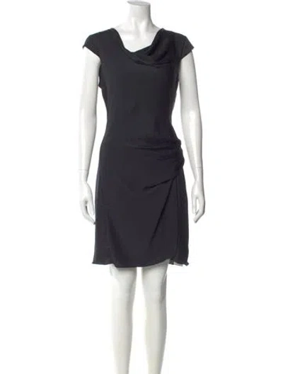 Pre-owned Helmut Lang Cowl Neck Knee-length Dress In Blue