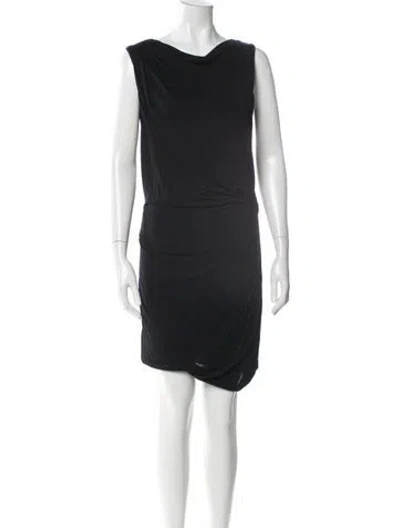 Pre-owned Helmut Lang Cowl Neck Knee-length Dress In Blue