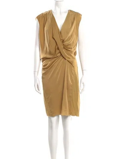 Pre-owned Helmut Lang Cowl Neck Knee-length Dress In Brown