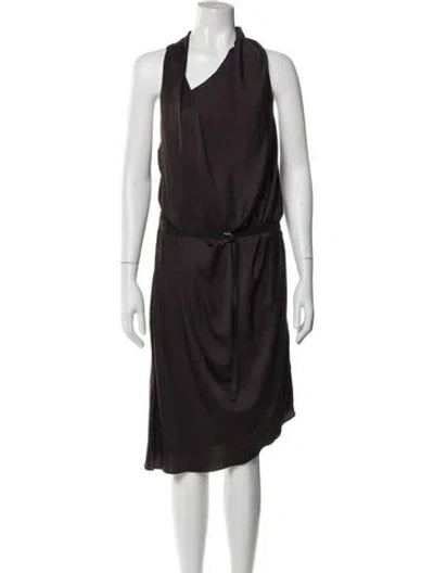 Pre-owned Helmut Lang Cowl Neck Knee-length Dress In Brown
