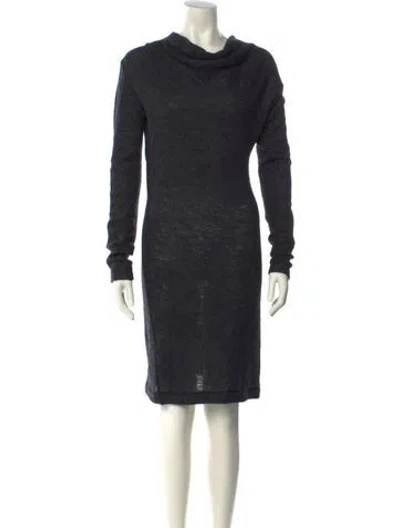 Pre-owned Helmut Lang Cowl Neck Knee-length Dress In Gray