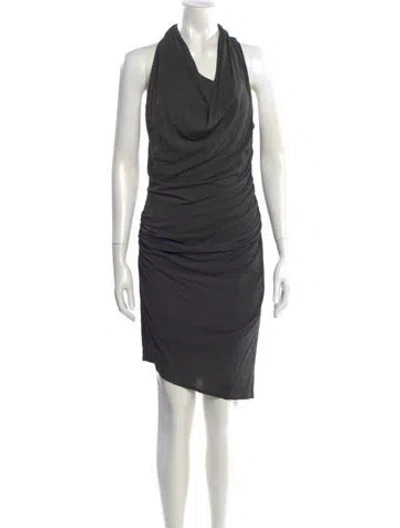 Pre-owned Helmut Lang Cowl Neck Knee-length Dress In Gray