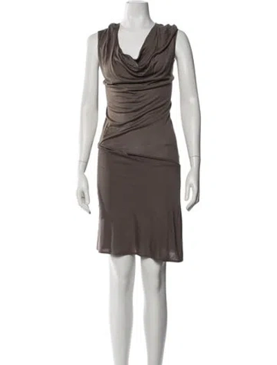 Pre-owned Helmut Lang Cowl Neck Knee-length Dress In Gray