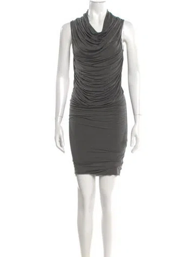 Pre-owned Helmut Lang Cowl Neck Knee-length Dress In Gray