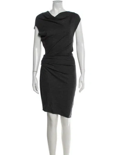 Pre-owned Helmut Lang Cowl Neck Knee-length Dress In Gray