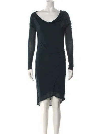 Pre-owned Helmut Lang Cowl Neck Knee-length Dress In Green