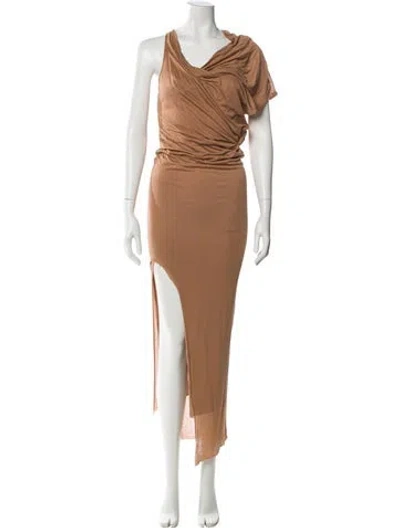 Pre-owned Helmut Lang Cowl Neck Long Dress In Neutral