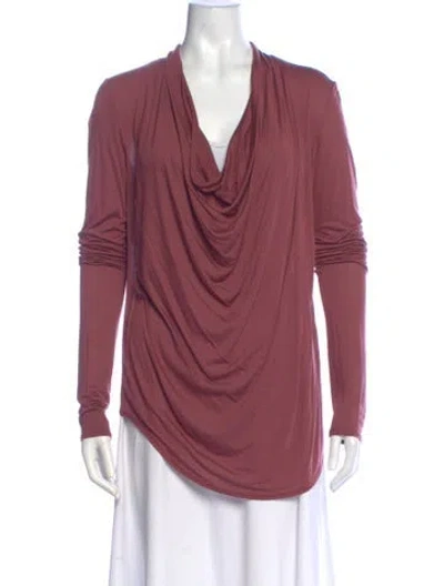 Pre-owned Helmut Lang Cowl Neck Long Sleeve Top In Burgundy