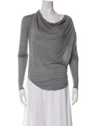 Pre-owned Helmut Lang Cowl Neck Long Sleeve Top In Grey