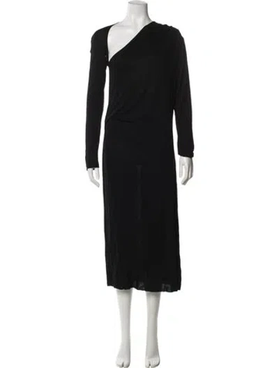 Pre-owned Helmut Lang Cowl Neck Midi Length Dress In Black