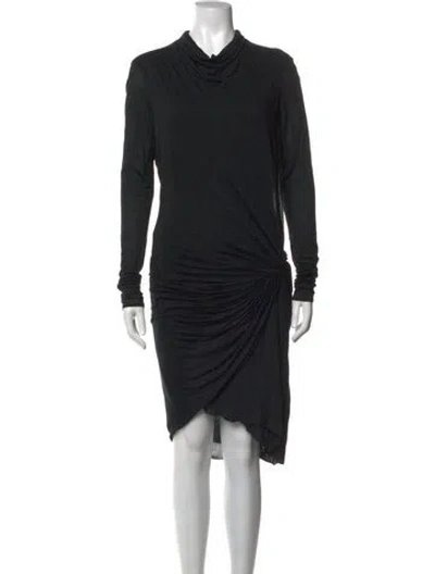 Pre-owned Helmut Lang Cowl Neck Midi Length Dress In Blue
