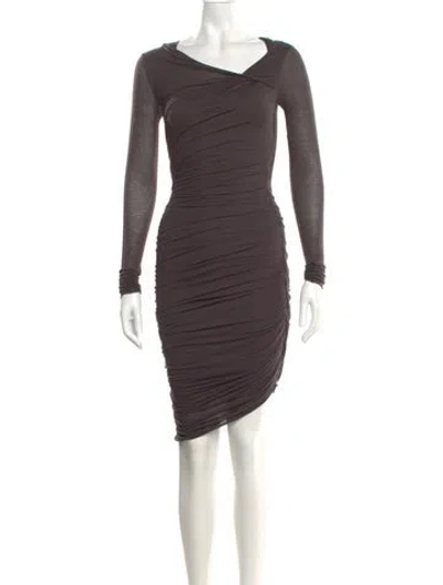 Pre-owned Helmut Lang Cowl Neck Midi Length Dress In Brown