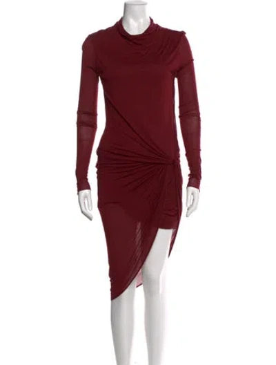 Pre-owned Helmut Lang Cowl Neck Midi Length Dress In Burgundy