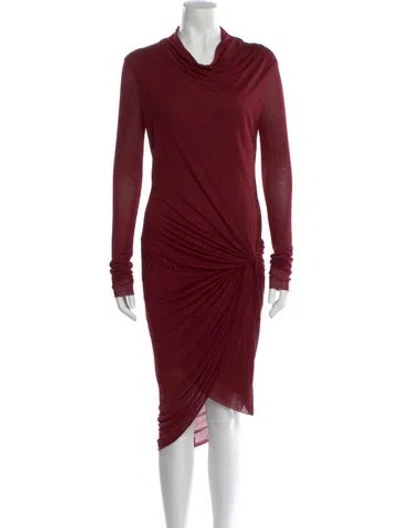 Pre-owned Helmut Lang Cowl Neck Midi Length Dress In Burgundy