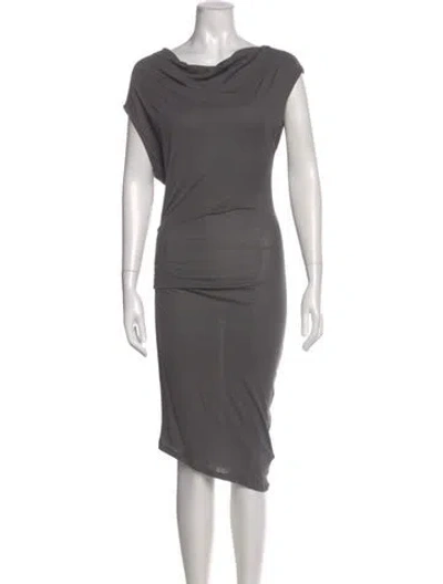 Pre-owned Helmut Lang Cowl Neck Midi Length Dress In Gray