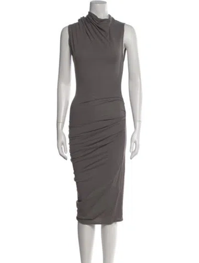 Pre-owned Helmut Lang Cowl Neck Midi Length Dress In Gray