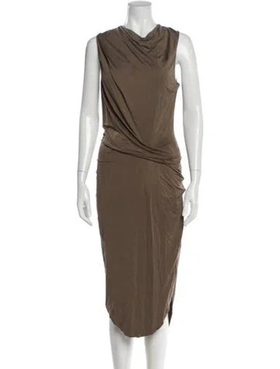 Pre-owned Helmut Lang Cowl Neck Midi Length Dress In Green
