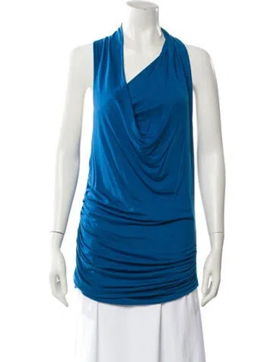 Pre-owned Helmut Lang Cowl Neck Mini Dress In Blue