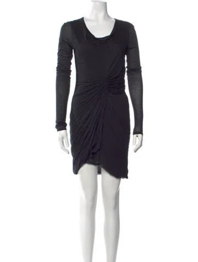 Pre-owned Helmut Lang Cowl Neck Mini Dress In Blue