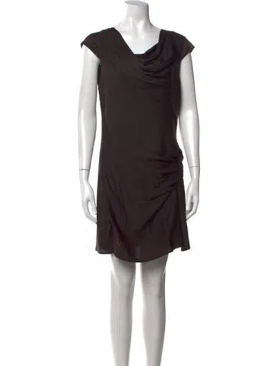Pre-owned Helmut Lang Cowl Neck Mini Dress In Brown