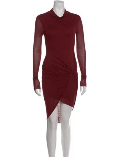 Pre-owned Helmut Lang Cowl Neck Mini Dress In Burgundy
